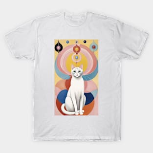 Hilma af Klint's Whimsical Catopia: Abstract Feline Harmony T-Shirt